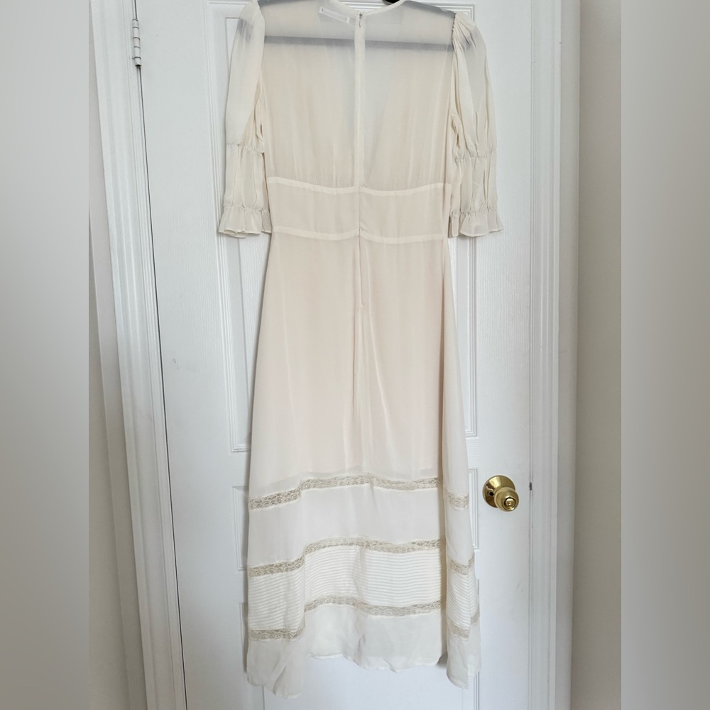 Reformation Ivory Midi Dress with Sheer Puff Sleeves - Picture 3 of 6
